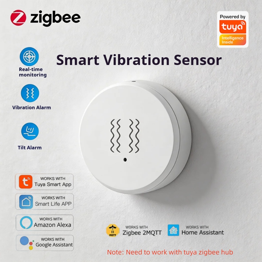 Home Security App - Sensor de Vibração Inteligente Tuya Zigbee,