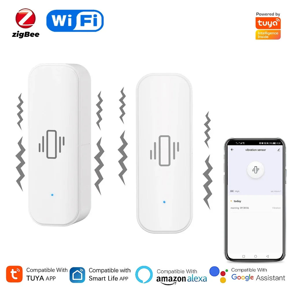Home Security App - Tuya-Sensor de Vibração Inteligente para Segurança