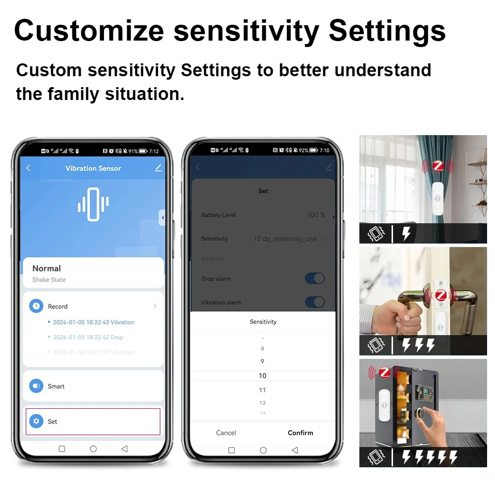 Sensor de vibração inteligente - Home Security App avaliação e preço