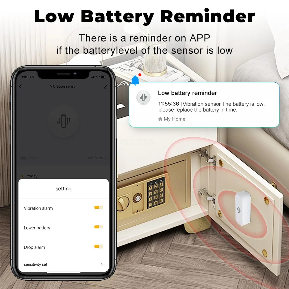 Sensor de vibração inteligente - Home Security App avaliação e preço
