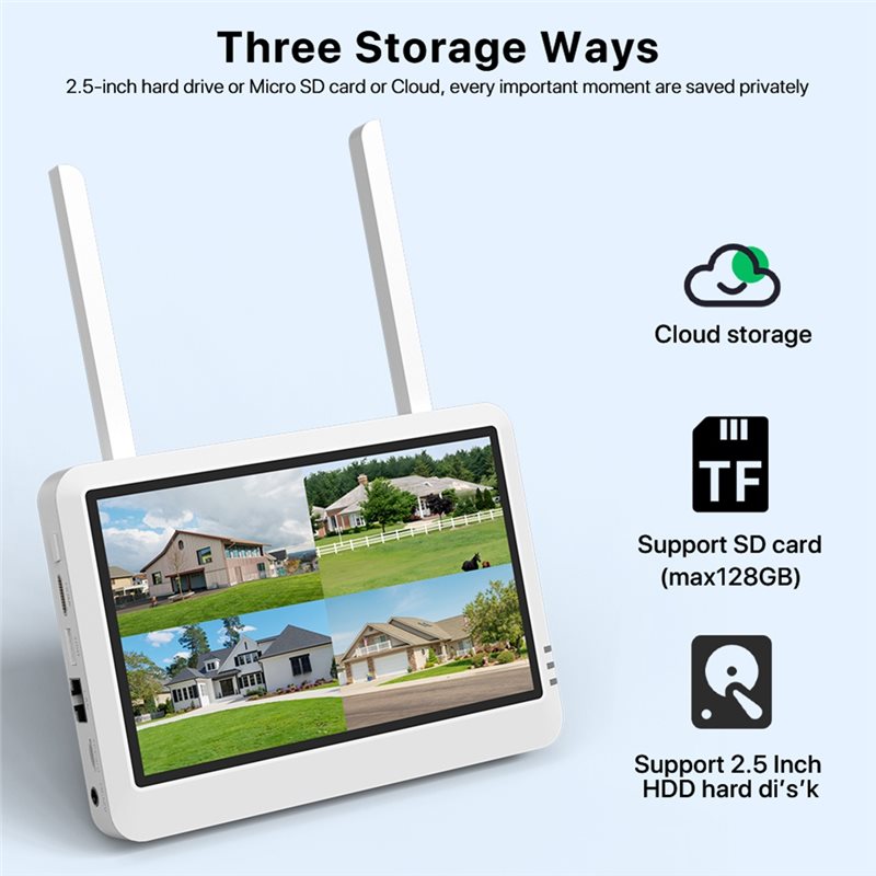 Monitor LCD sem fio B44C de 8  - Home Security Video Recording Systems avaliação e preço