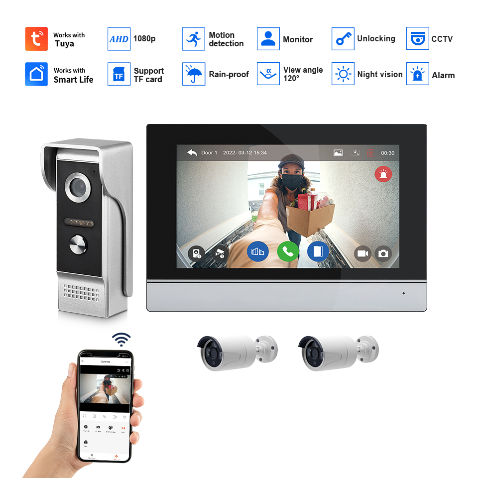 7 Polegada tela ips 2mp tuya c - Home Security Wifi Camera avaliação e preço